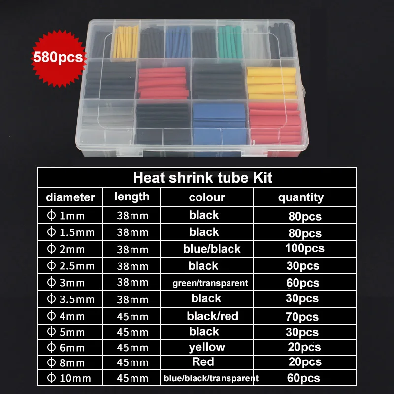 Shrink Sleeve Pvc - Kit assressentide tubes thermorétractables étanches, isolation