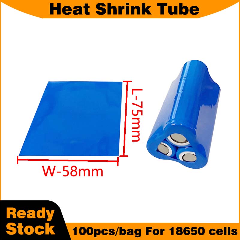 Shrink Sleeve Pvc - Tube thermorétractable bleu pour piles 18650,